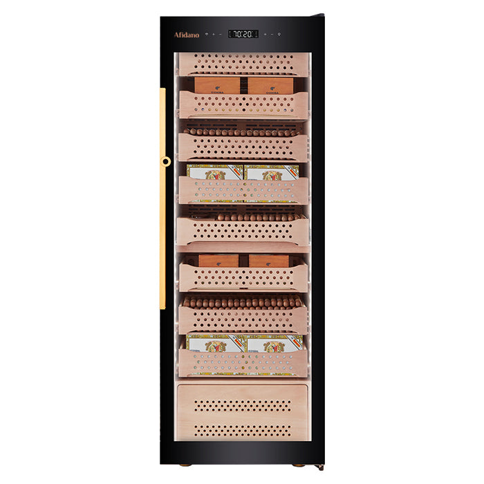 Afidano Gabinete humidor de puros de 1500 unidades exterior en acero, control de temperatura y humedad con panel táctil