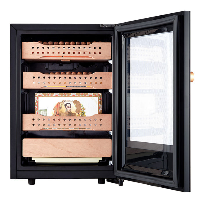 Afidano 400 Count Cigar Humidor Cabinet Exterior in Steel, Temperature and Humidity Control with Touch Panel