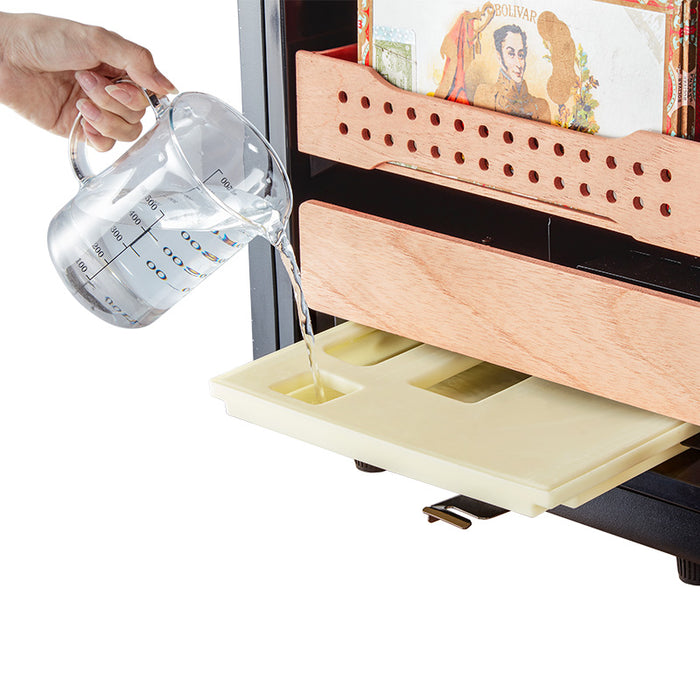 Afidano 400 Count Cigar Humidor Cabinet Exterior in Steel, Temperature and Humidity Control with Touch Panel