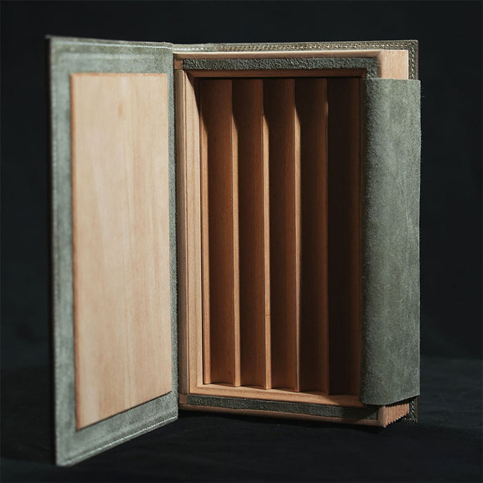 Afidano 5-Cigar Book-Style Portable Cigar Humidor – Premium Leather Travel Humidor