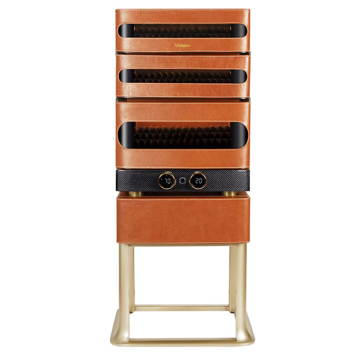 Afidano 250 Ct Cigar Humidor, Temperature and Humidity Control with Classic Leather and Spanish Cedar Drawers