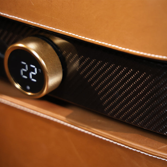 Afidano 250 Ct Cigar Humidor, Temperature and Humidity Control with Classic Leather and Spanish Cedar Drawers