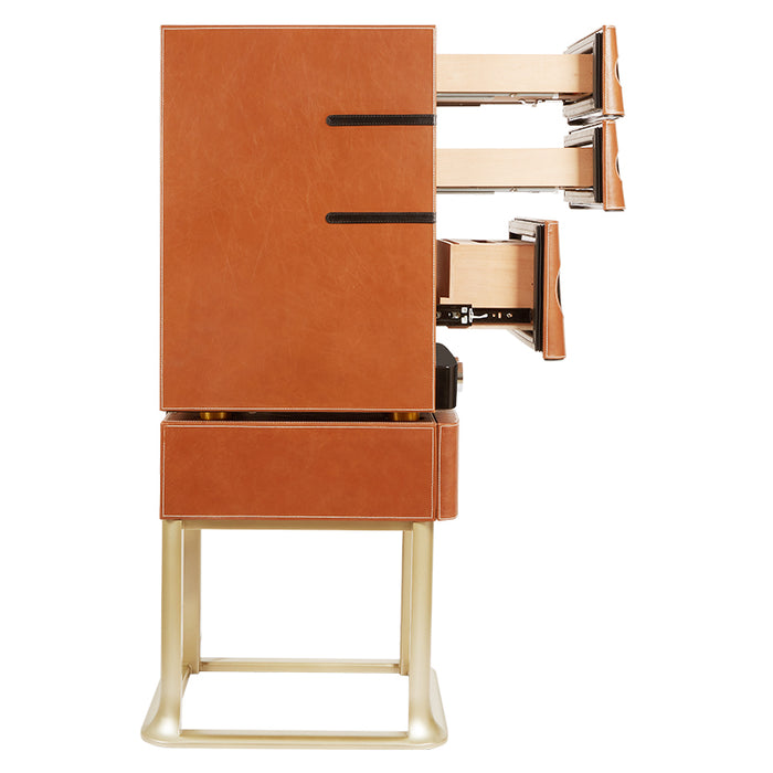 Afidano 250 Ct Cigar Humidor, Temperature and Humidity Control with Classic Leather and Spanish Cedar Drawers